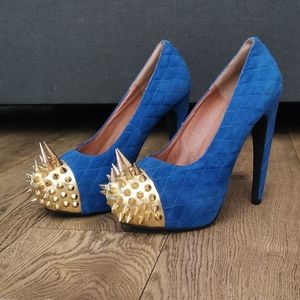 Jeffrey Campbell Battle Spike Quilted Blue Pumps 8.5
